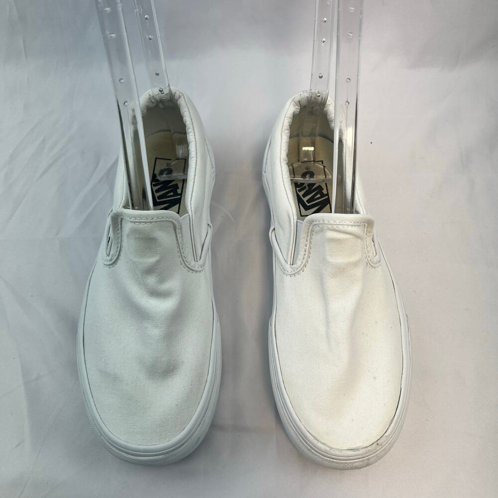 Vans Classic Slip On White Canvas Skate Shoes Men 6 Women 7.5 Streetwear Sneaker